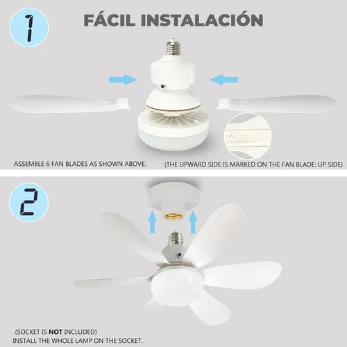 Foco con lámpara led y ventilador + CONTROL